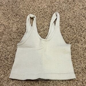 Women’s white Ribbed Tank Top - Classic Scoop Neck